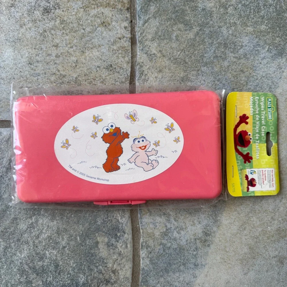 Vintage 2005 Elmo &‎ Abby Sesame Street Empty Travel Wipe Cases NIP S9715 RARE